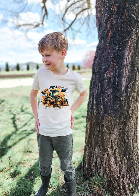 Boy Who Loves Dirt Kid's T-Shirt